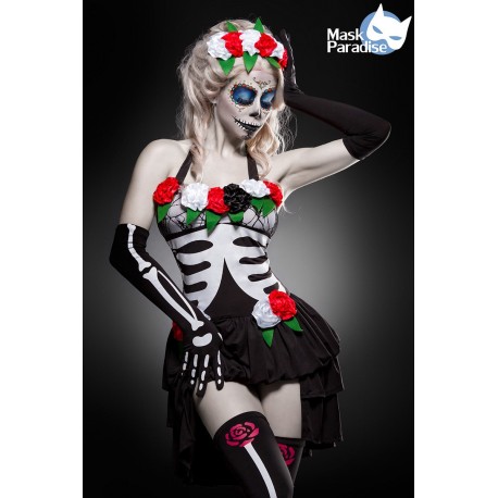 Costum schelet mexican ziua mortilor rochie halloween teatru 0007